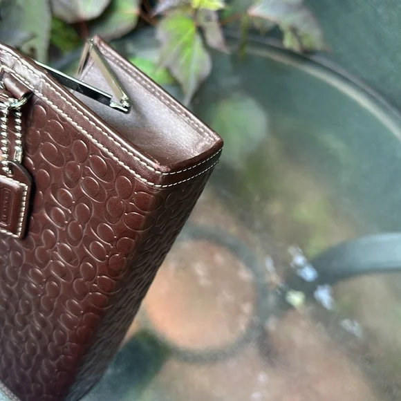 Coach Brown Embossed Wristlet